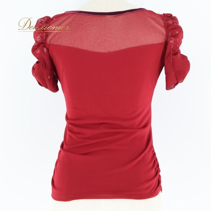 社交ダンス 衣装 チャコット Chacott トップス ブラウス 赤 ワイン