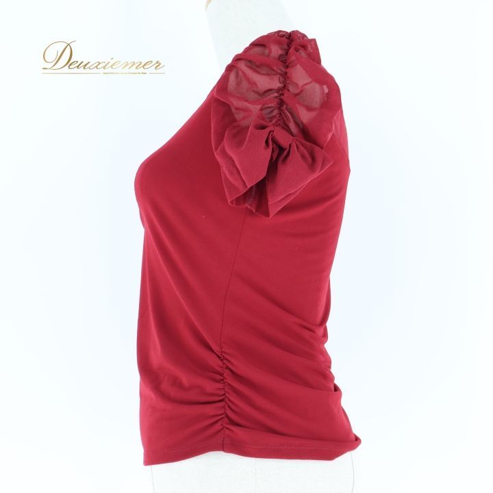 社交ダンス 衣装 チャコット Chacott トップス ブラウス 赤 ワイン