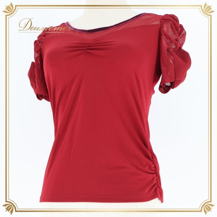 社交ダンス 衣装 チャコット Chacott トップス ブラウス 赤 ワイン