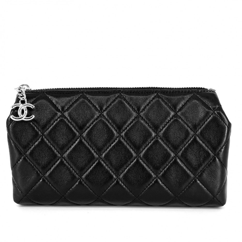 CHANEL シャネル ココマーク ラムスキン ミニ ポーチ 小物入れ ブラック CHANEL シャネル ココマーク ラムスキン ミニ ポーチ 小物入れ