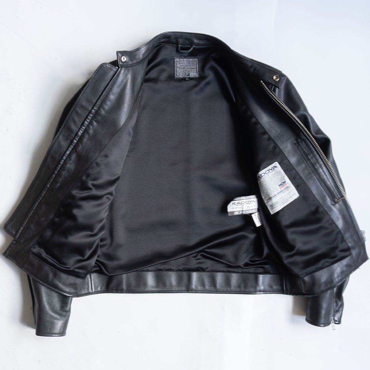 美品】KADOYA【シングルライダースジャケット】 L ブラック レザー 