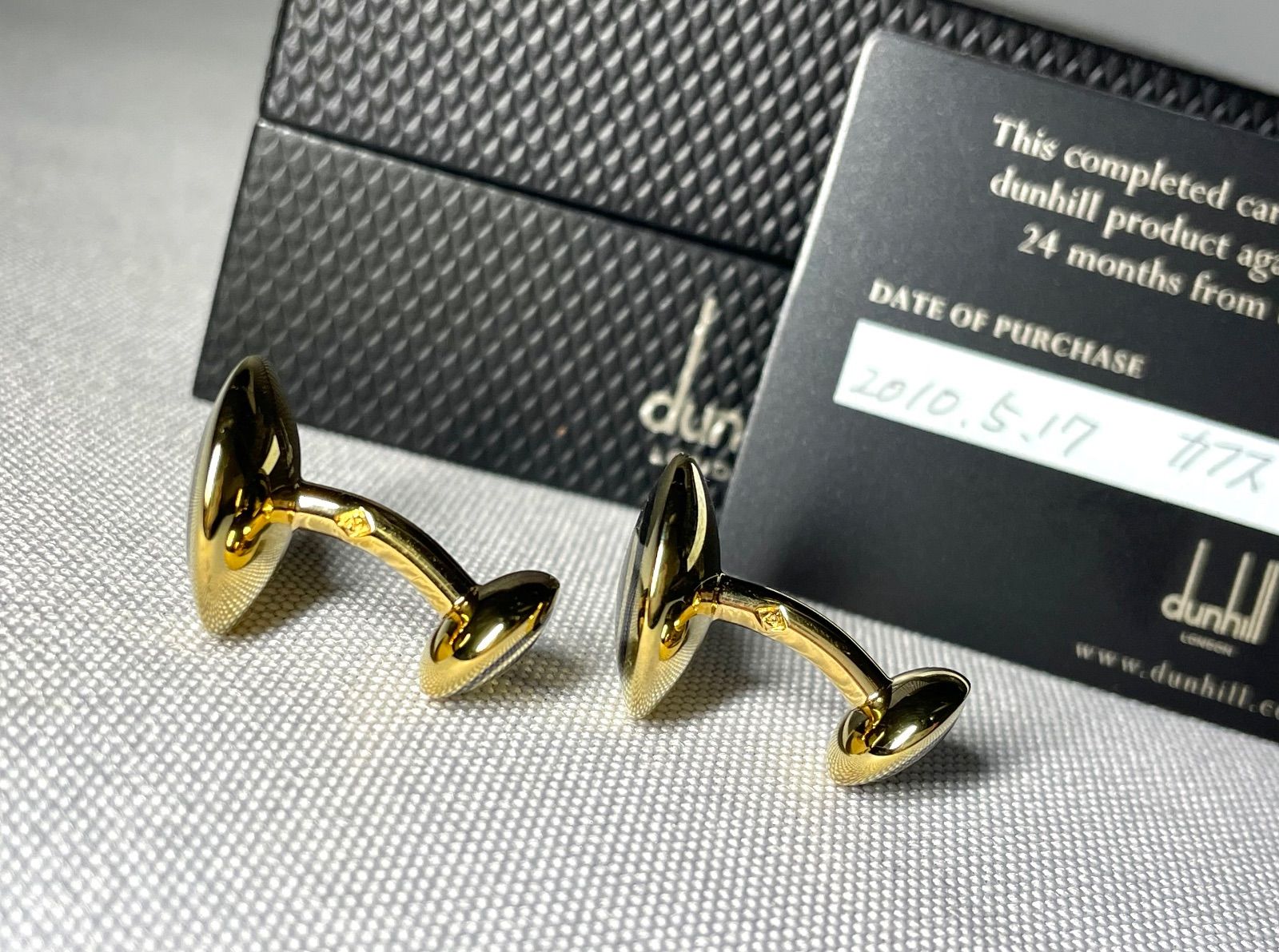 美品 希少 dunhill ダンヒル dロゴ ブラック＆ゴールド オーバルカフス