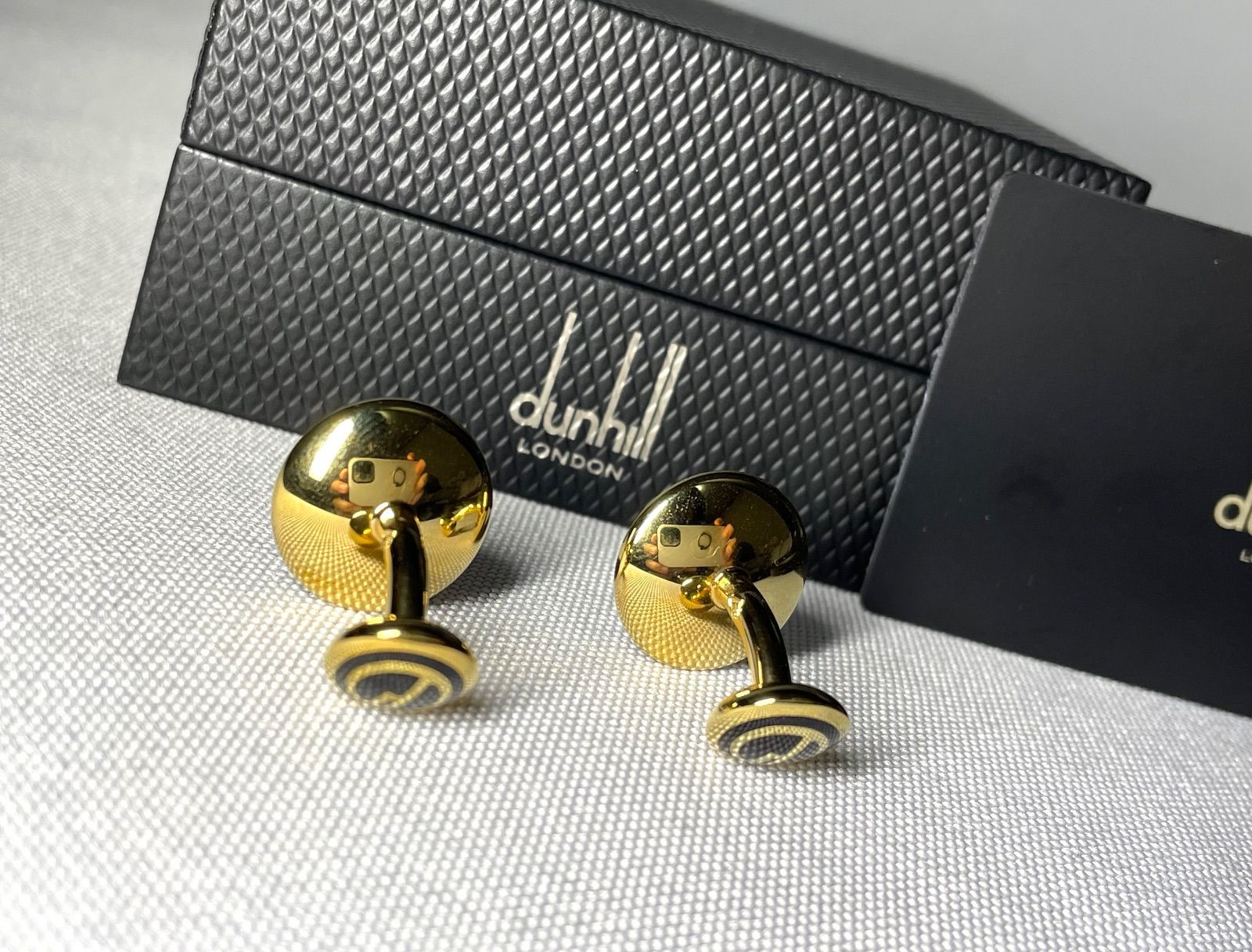 美品 希少 dunhill ダンヒル dロゴ ブラック＆ゴールド オーバルカフス
