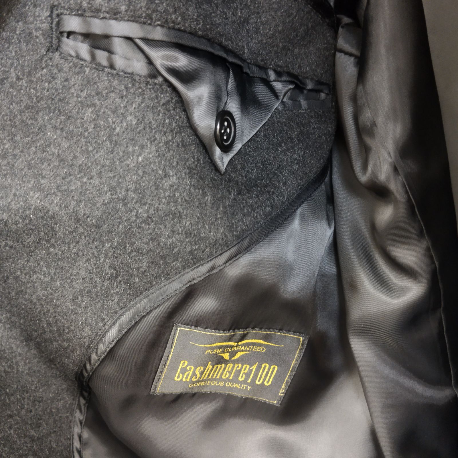 美品 Thames Point チェスターコート カシミヤ100% ダークグレー