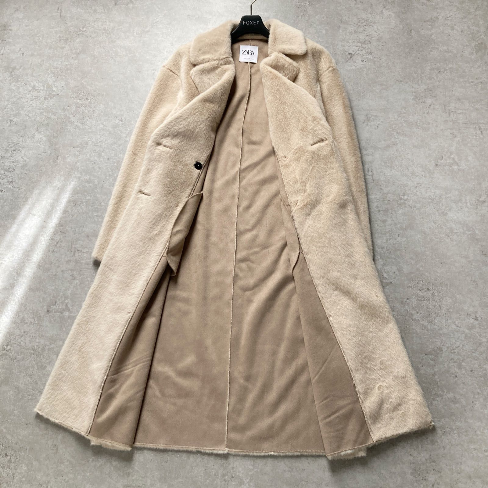 美品 ZARA ザラ フェイクファーロングコート シャギー フェイク 