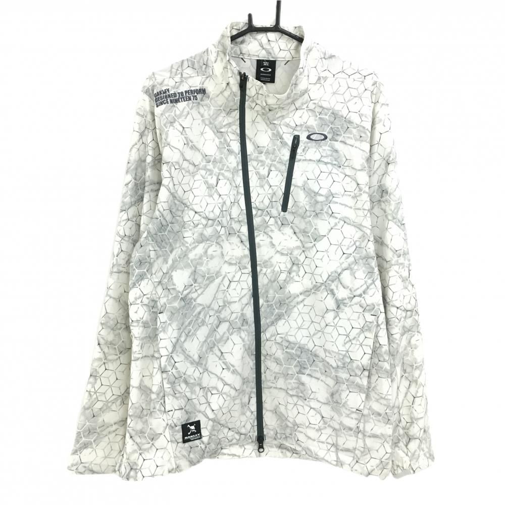 美品】オークリー ジャケット アイボリー×グレー 総柄 ヘキサゴン