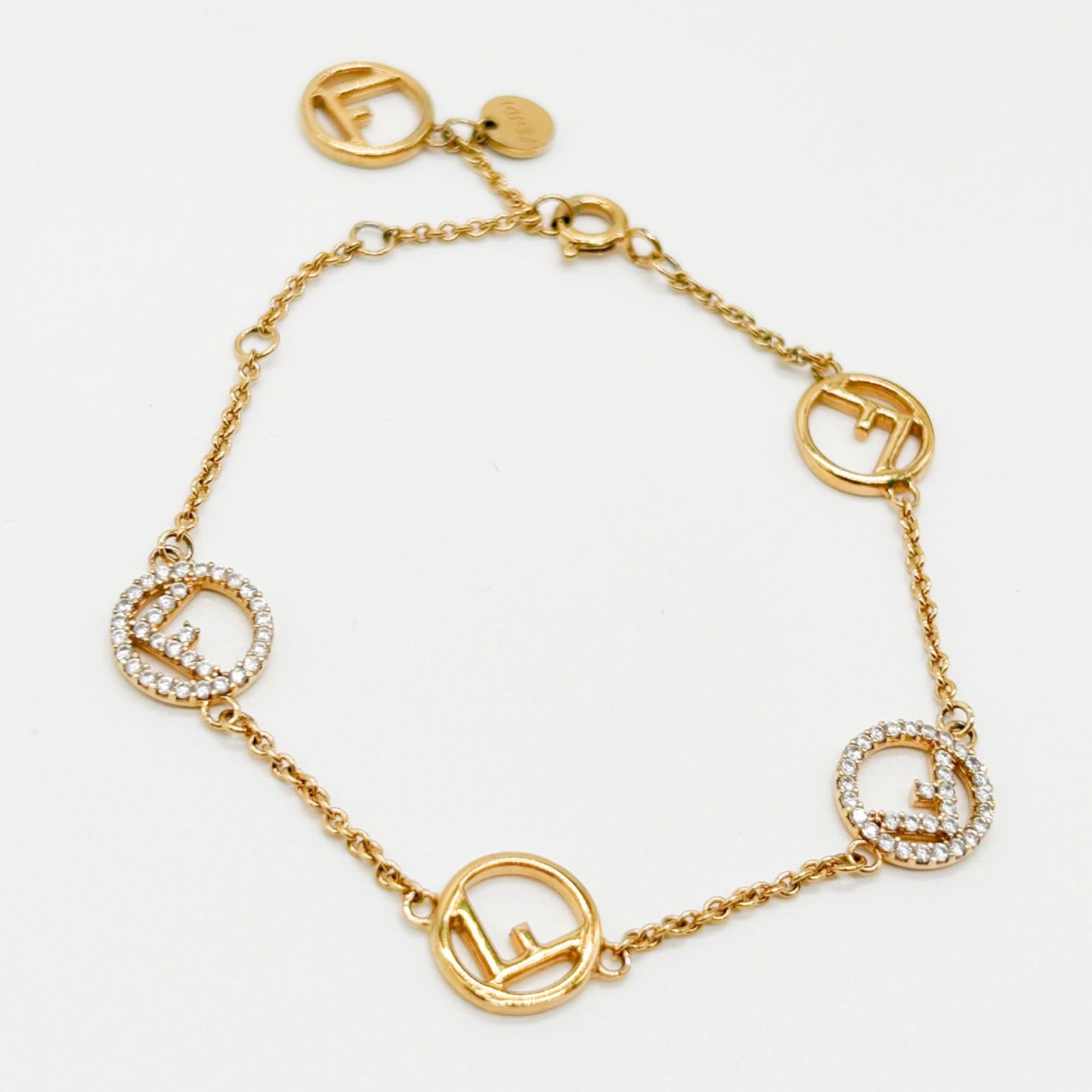 FENDI ブレスレット エフイズ ゴールドチェーン Fロゴ アクセサリー FENDI フェンディ エフィズ ブレスレット ライントスーン ロゴ