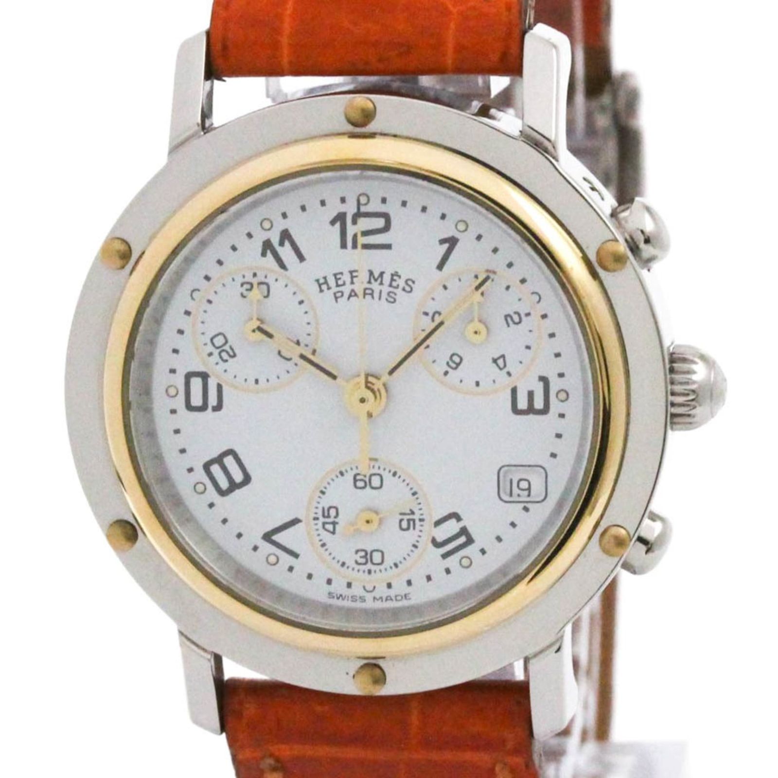 エルメス (HERMES) クリッパー クロノグラフ ゴールドプレート 