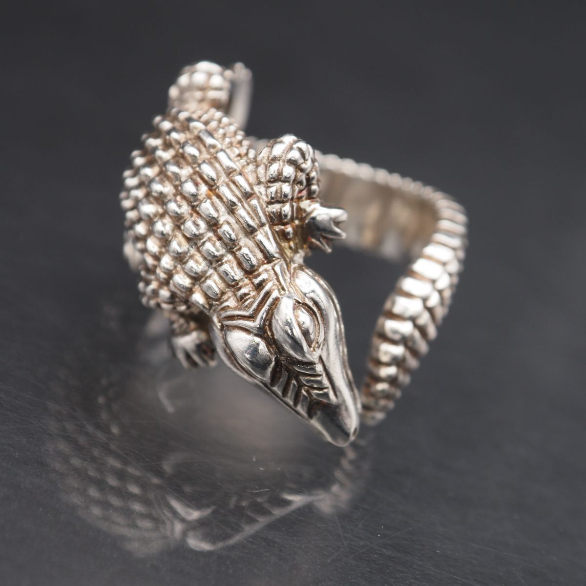 L659 B's SILVER刻印 リング ワニ クロコダイル デザイン シルバー