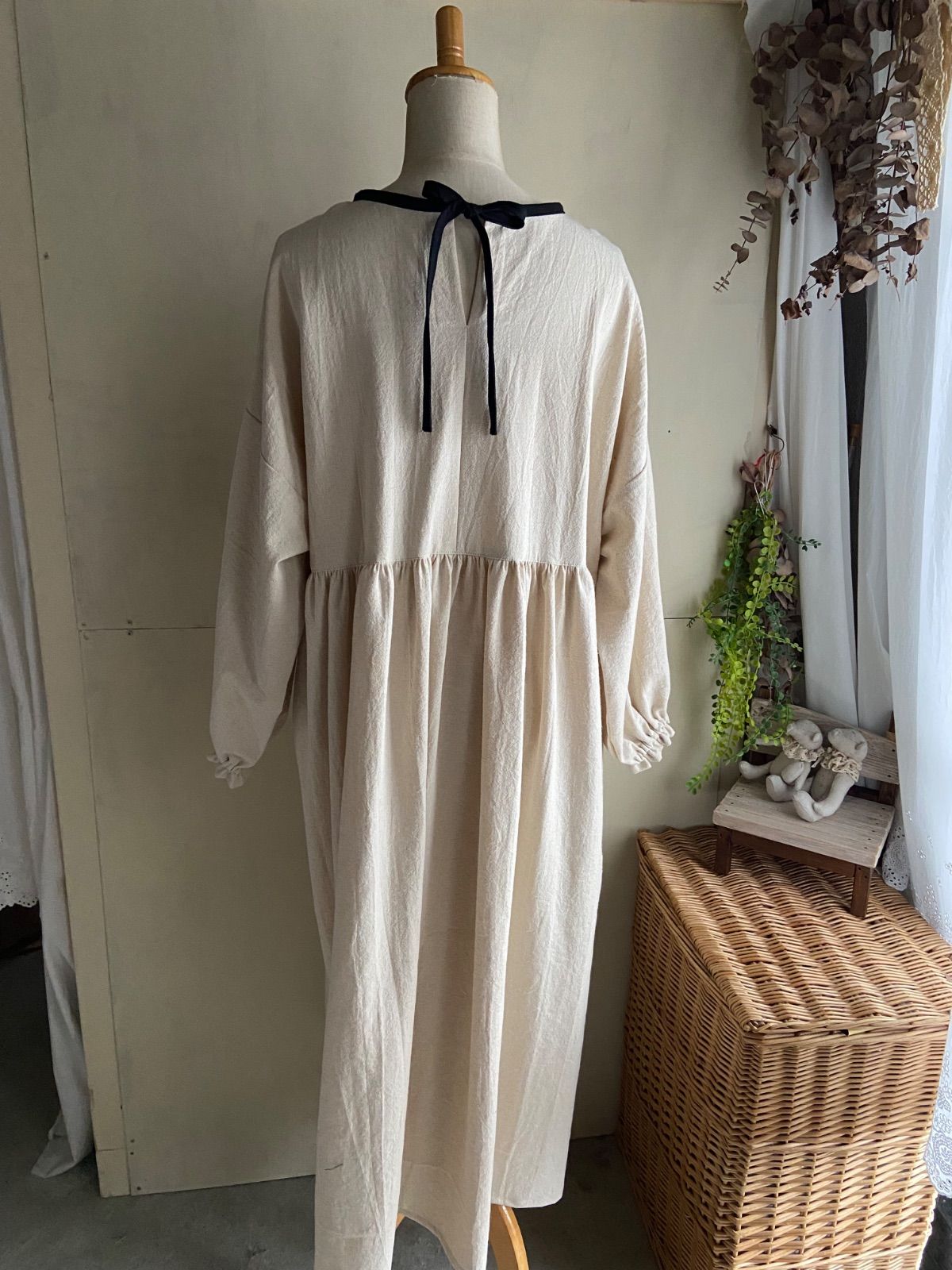 トワルドジュイギャザーワンピースセット リネン