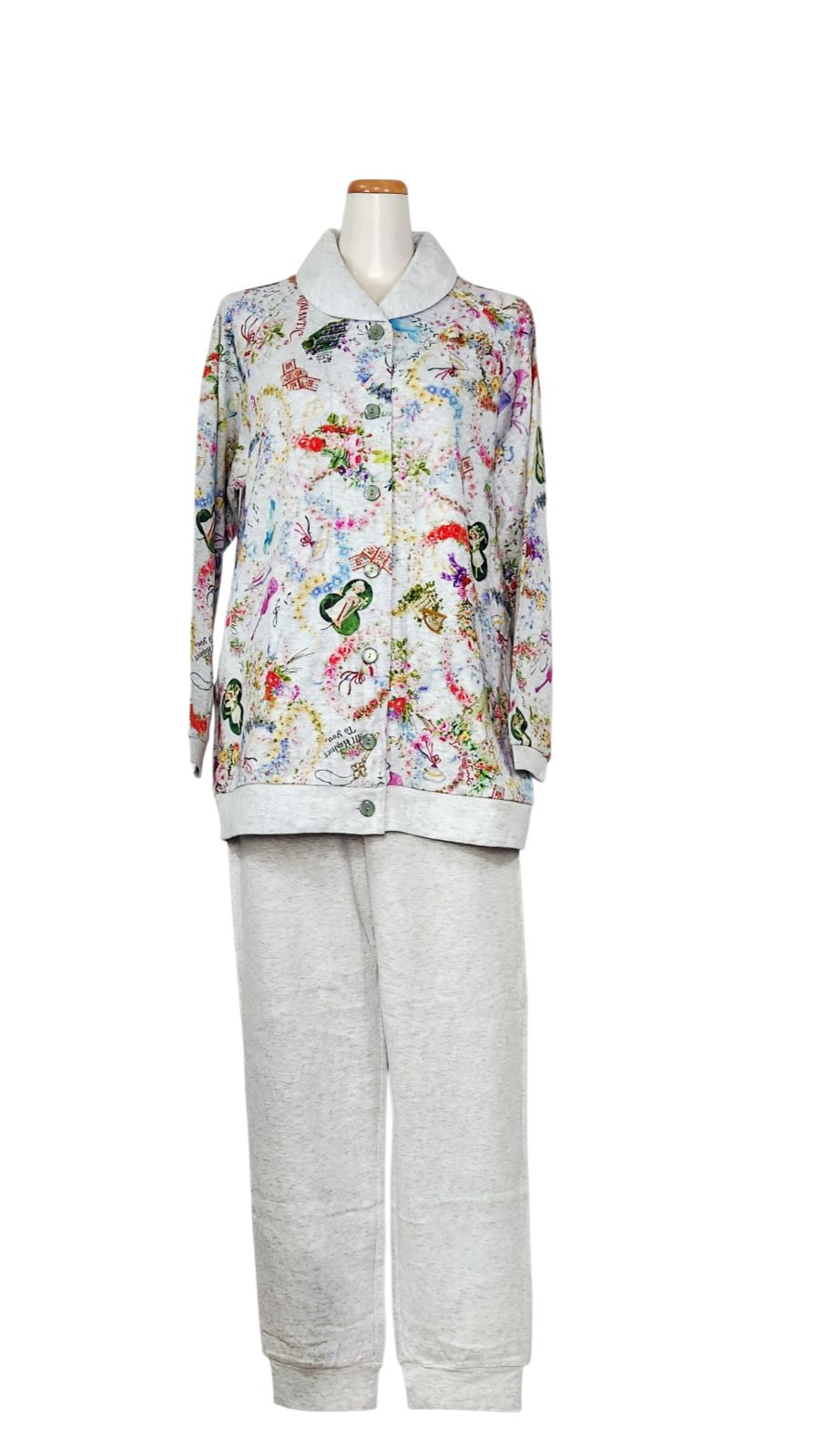 鴨居羊子パジャマ 新品未使用‼️TUNIC 長袖パジャマ 襟付き全開 40接