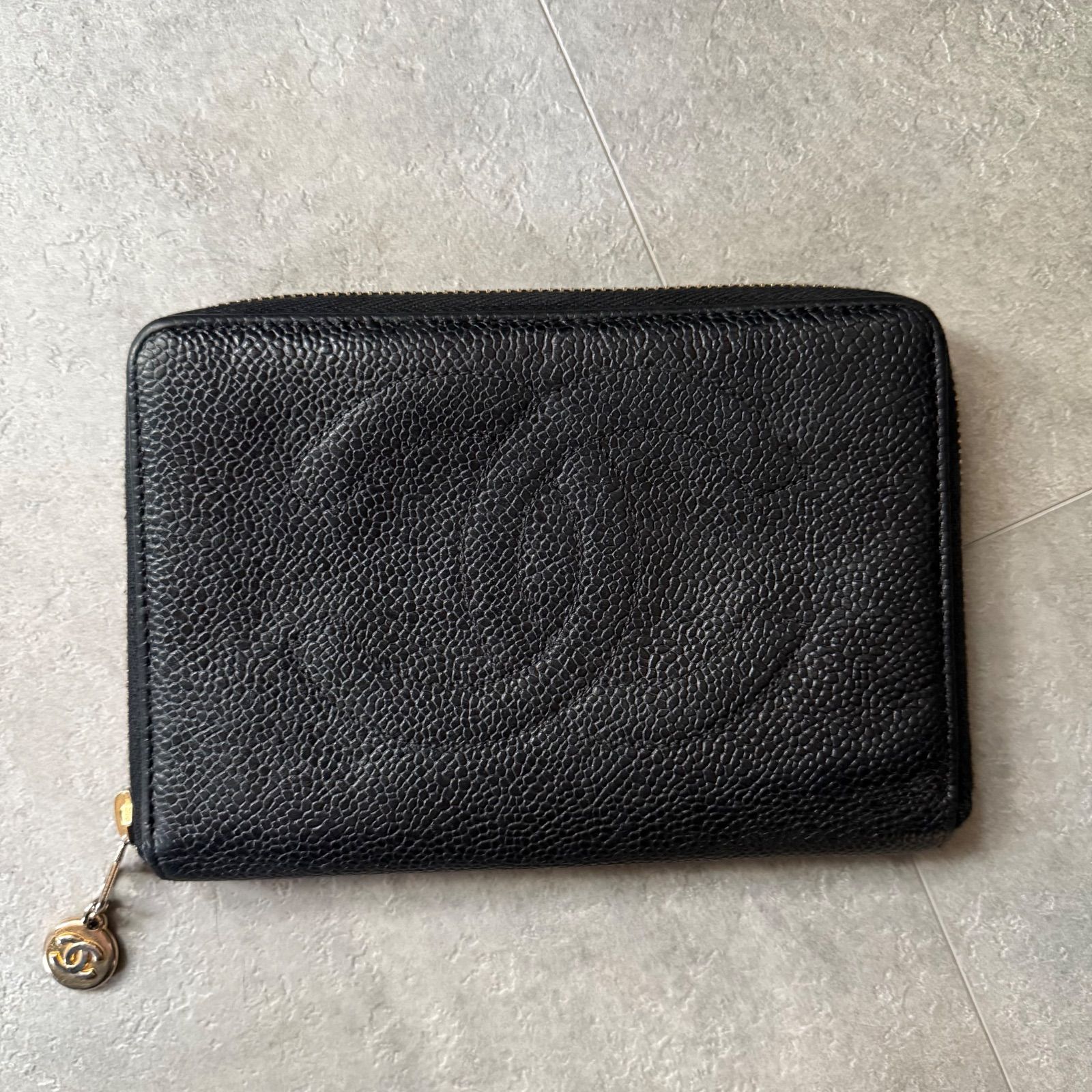 CHANEL シャネル キャビアスキン ココマーク デカココ ラウンド 