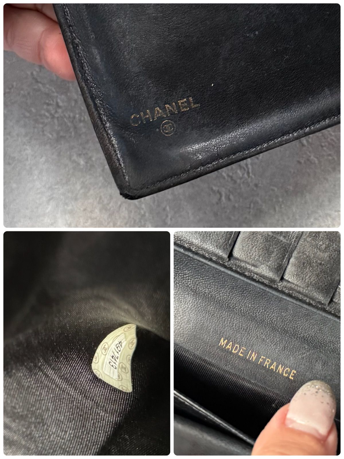 CHANEL シャネル キャビアスキン デカココ がま口 二つ折り財布