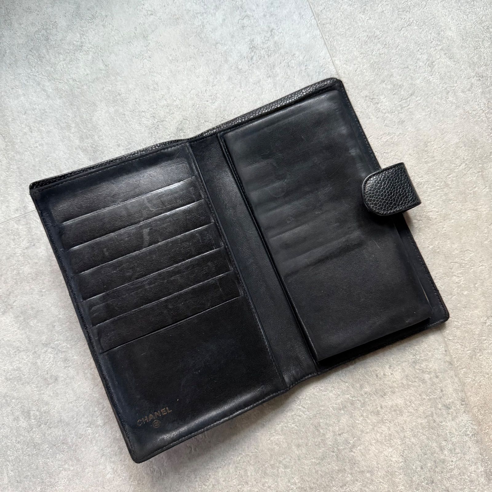 CHANEL シャネル キャビアスキン デカココ がま口 二つ折り財布