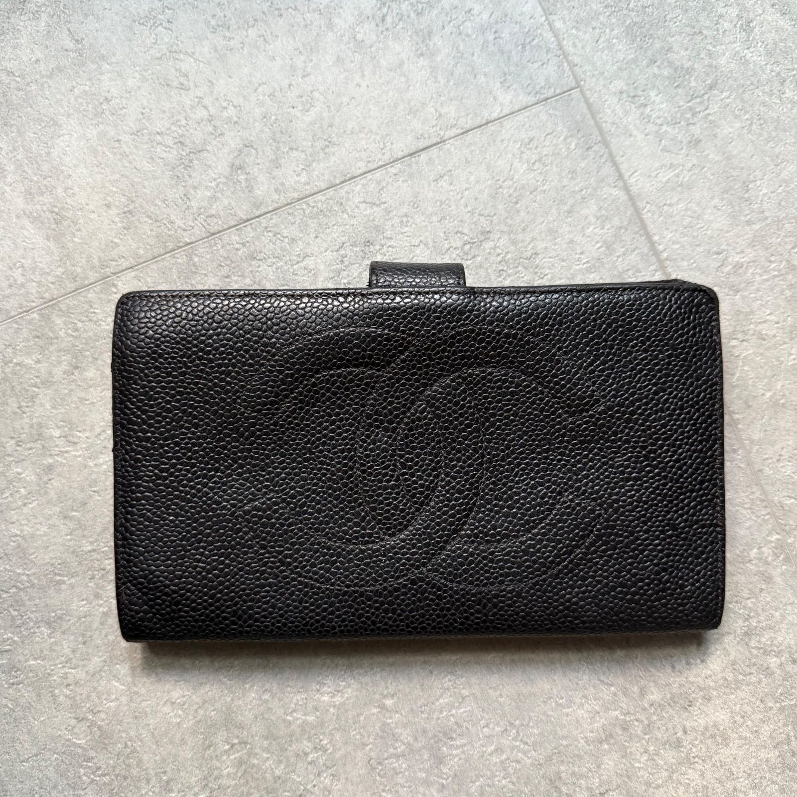 CHANEL シャネル キャビアスキン デカココ がま口 二つ折り財布
