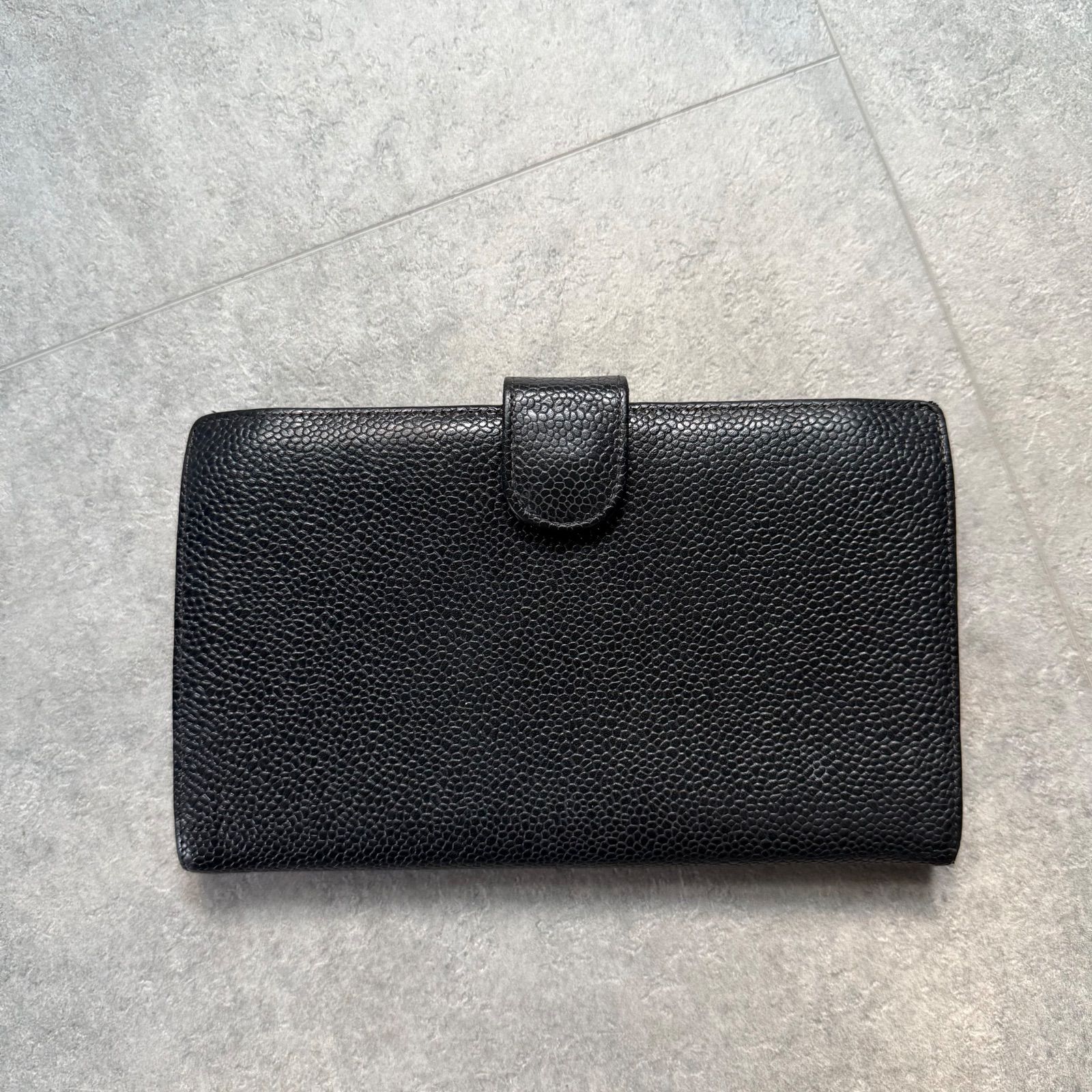 CHANEL シャネル キャビアスキン デカココ がま口 二つ折り財布