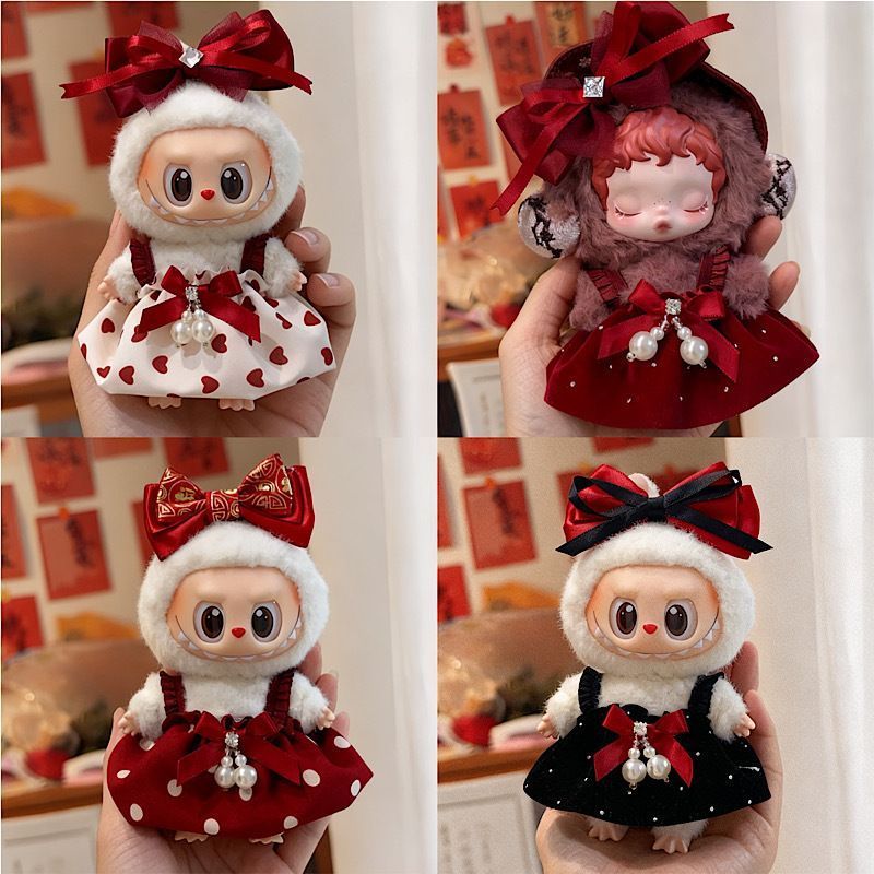 新年新作】Labubu ぬいぐるみ服 正月衣装 赤い衣装 Labubu ぬいぐるみ