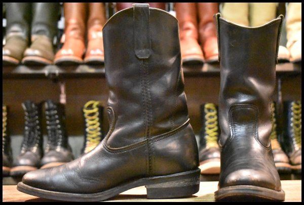 7.5E 良品 旧羽タグ 90年】レッドウィング 8155 ペコス 黒 ブラック