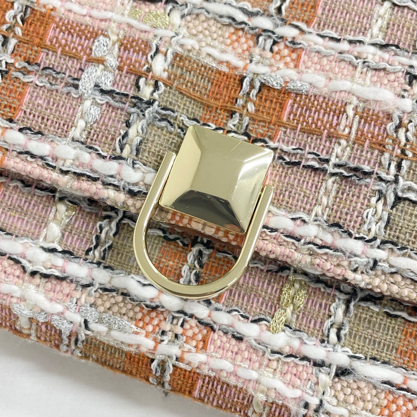 FURLA フルラ ミニバッグ チェーン ショルダーウォレット ツイード 