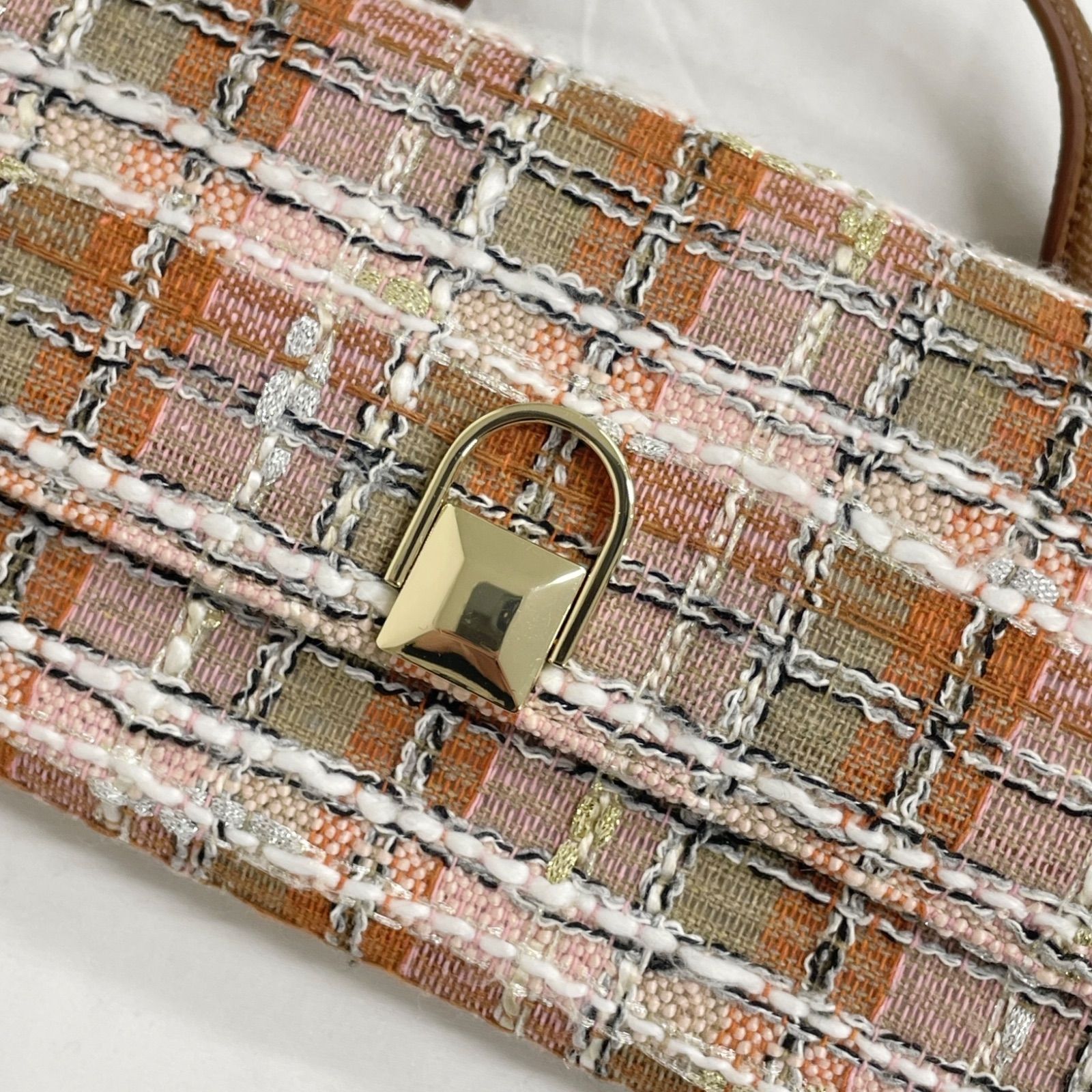 FURLA フルラ ミニバッグ チェーン ショルダーウォレット ツイード 