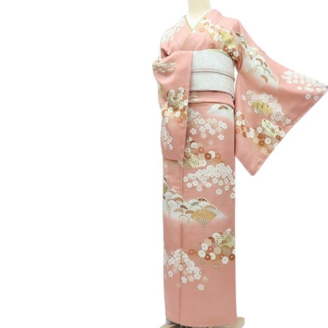 百華❀Y4285◇新品 鈴乃屋謹製 金駒刺繡 仕付け糸付 松竹梅 菊 桜 花扇