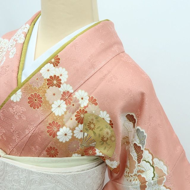 百華❀Y4285◇新品 鈴乃屋謹製 金駒刺繡 仕付け糸付 松竹梅 菊 桜 花扇