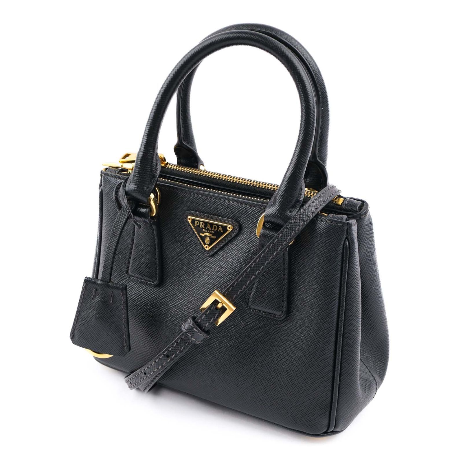 中古】PRADA プラダ サフィアーノラクス ミニ レザー 2WAYハンドバッグ