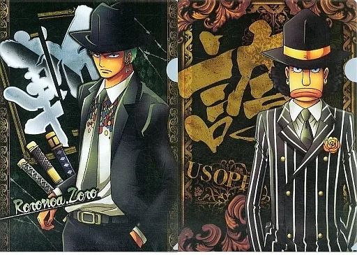 中古】クリアファイル ロロノア・ゾロ＆ウソップ A4クリアファイル2枚