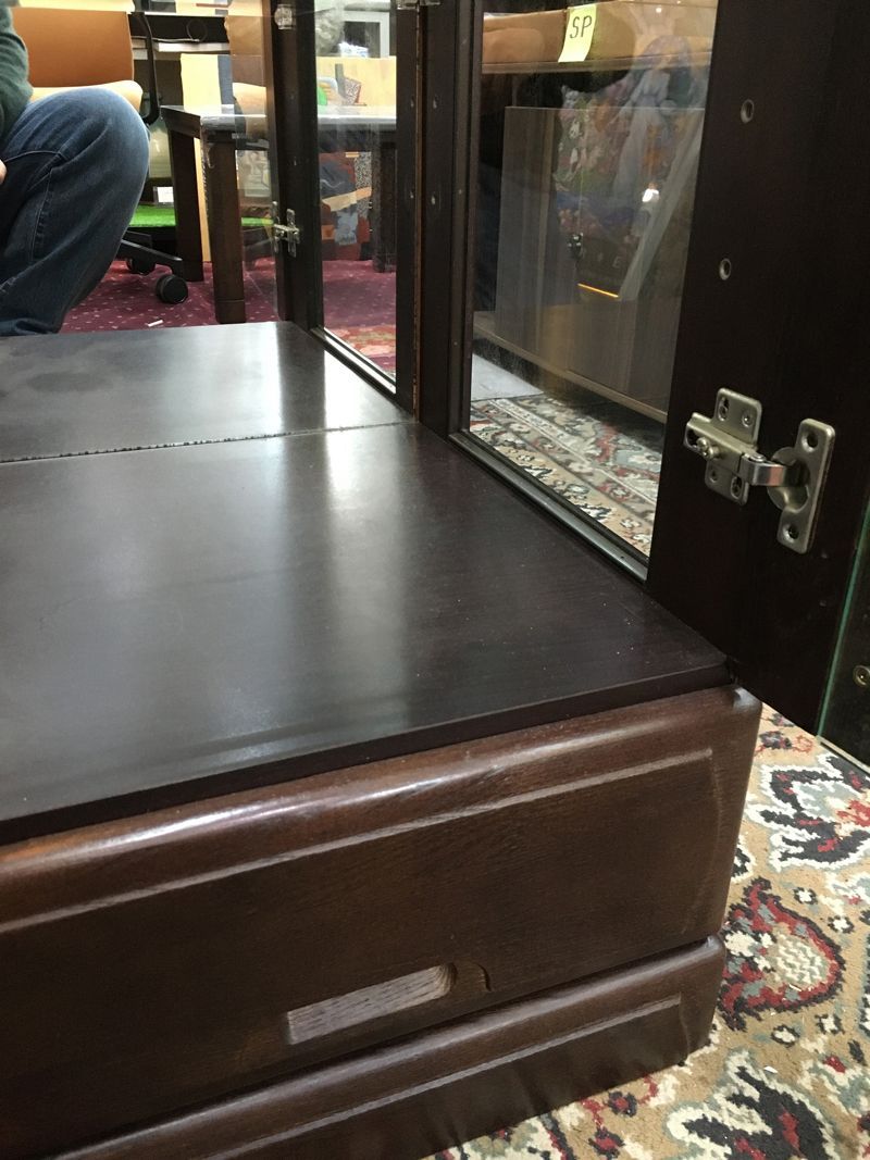 ☆美品！ 高級 国産家具 ミラーガラスキャビネット 4段タナ 16段可変