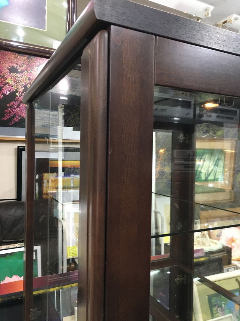 ☆美品！ 高級 国産家具 ミラーガラスキャビネット 4段タナ 16段可変