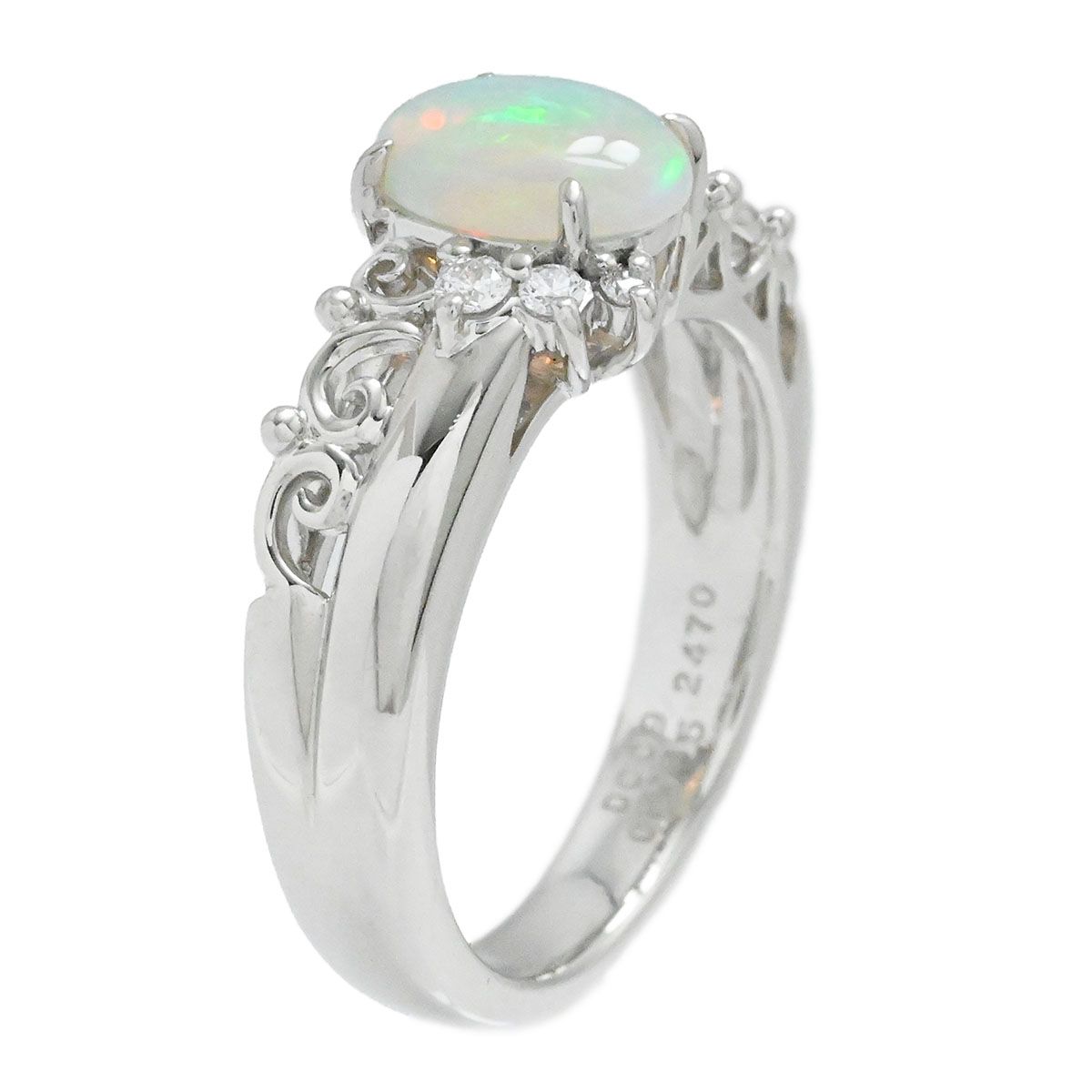 ポーラ POLA PT900 プラチナ オパール0.55ct ダイヤ0.09ct リング