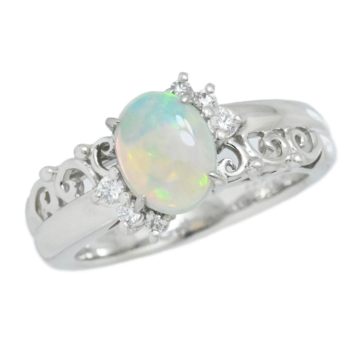 ポーラ POLA PT900 プラチナ オパール0.55ct ダイヤ0.09ct リング