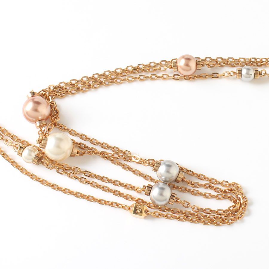 MOK25050 美品 Rebecca レベッカ ロング ネックレス 3連チェーン 