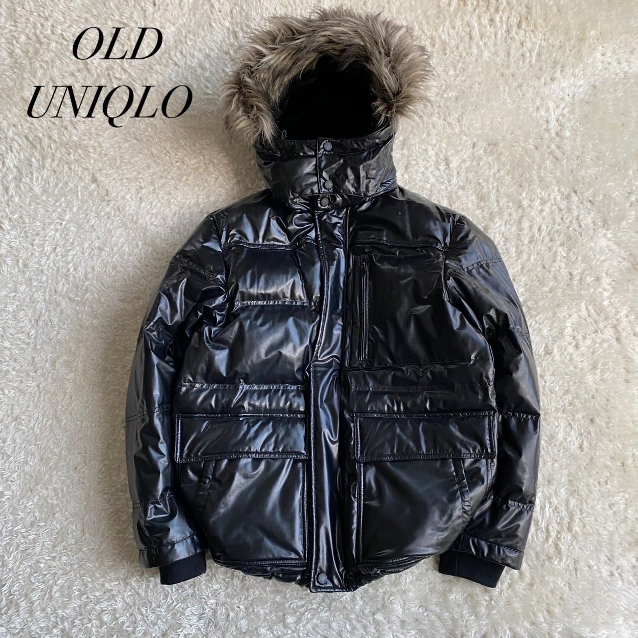 00s OLD UNIQLO オールドユニクロ パファー ダウンジャケット ファー付 old uniqlo 光沢ファーダウンジャケット y2k グランジ　お兄系　平成