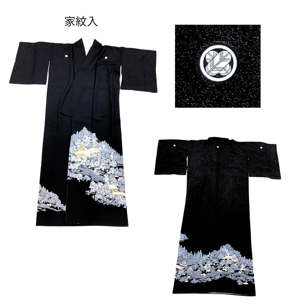 ユーズド品 Used 訳あり 黒留袖 着物 刺繍 kmn49 - メルカリ