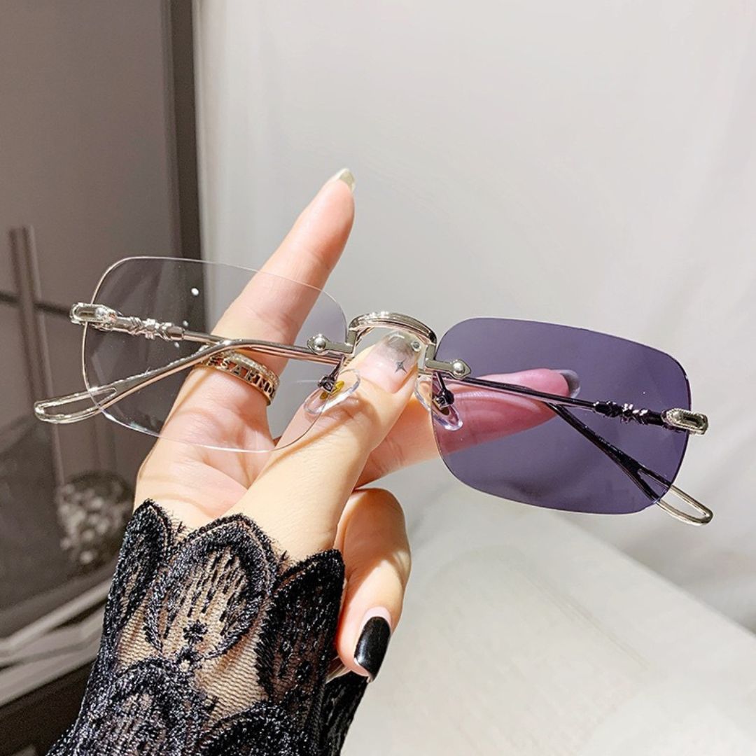 調光 リムレス メガネ ブルーライトカット 縁なし 伊達眼鏡 サングラス