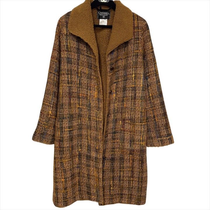 美品 CHANEL シャネル テディ ボア 襟 ミックスツイード ココマーク