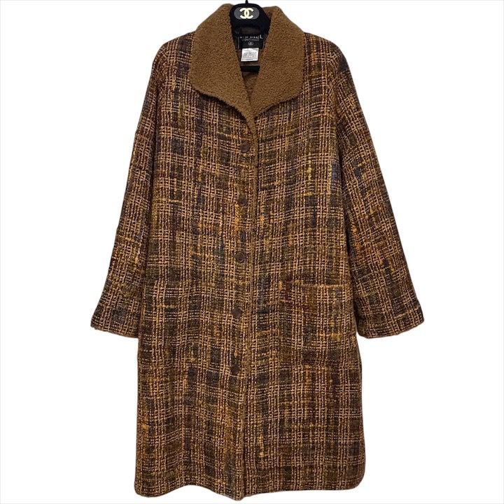 美品 CHANEL シャネル テディ ボア 襟 ミックスツイード ココマーク