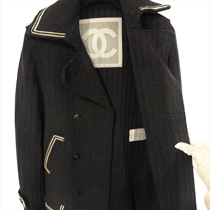 良品 CHANEL シャネル ココマーク 07A ウール ピーコート 38サイズ