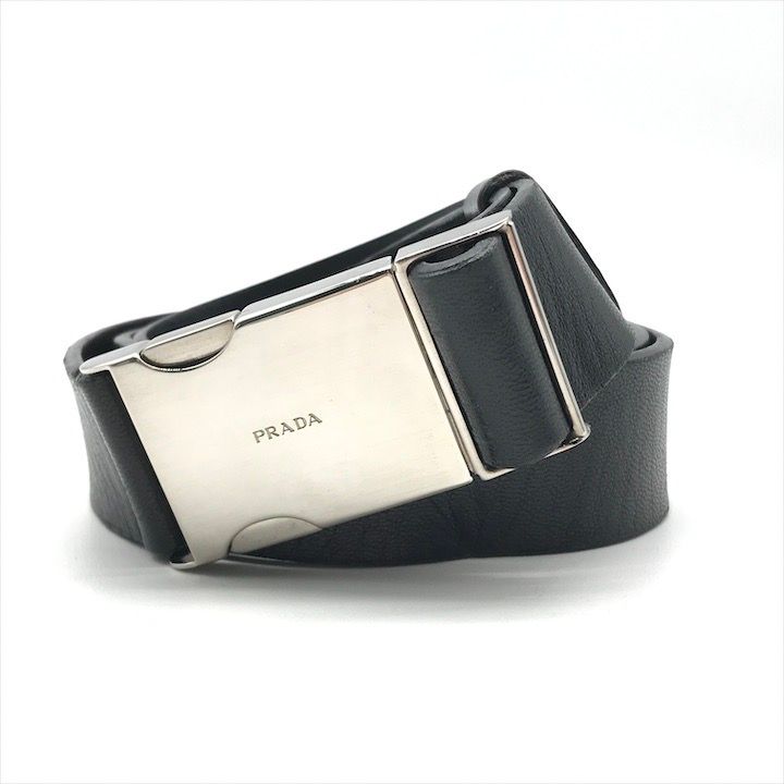 良品 PARADA プラダ レザー ベルト ブラック 服飾小物 無地 メンズ