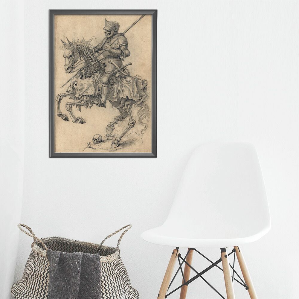 【A2サイズ（約42x59cm）】【lm-poster-5901】【フレーム付き】騎士ポスター 馬 スカル 骸骨 アンティーク アート 壁掛け ヴィンテージデザイン おしゃれ     ポスター  おしゃれ  フォト イラスト 