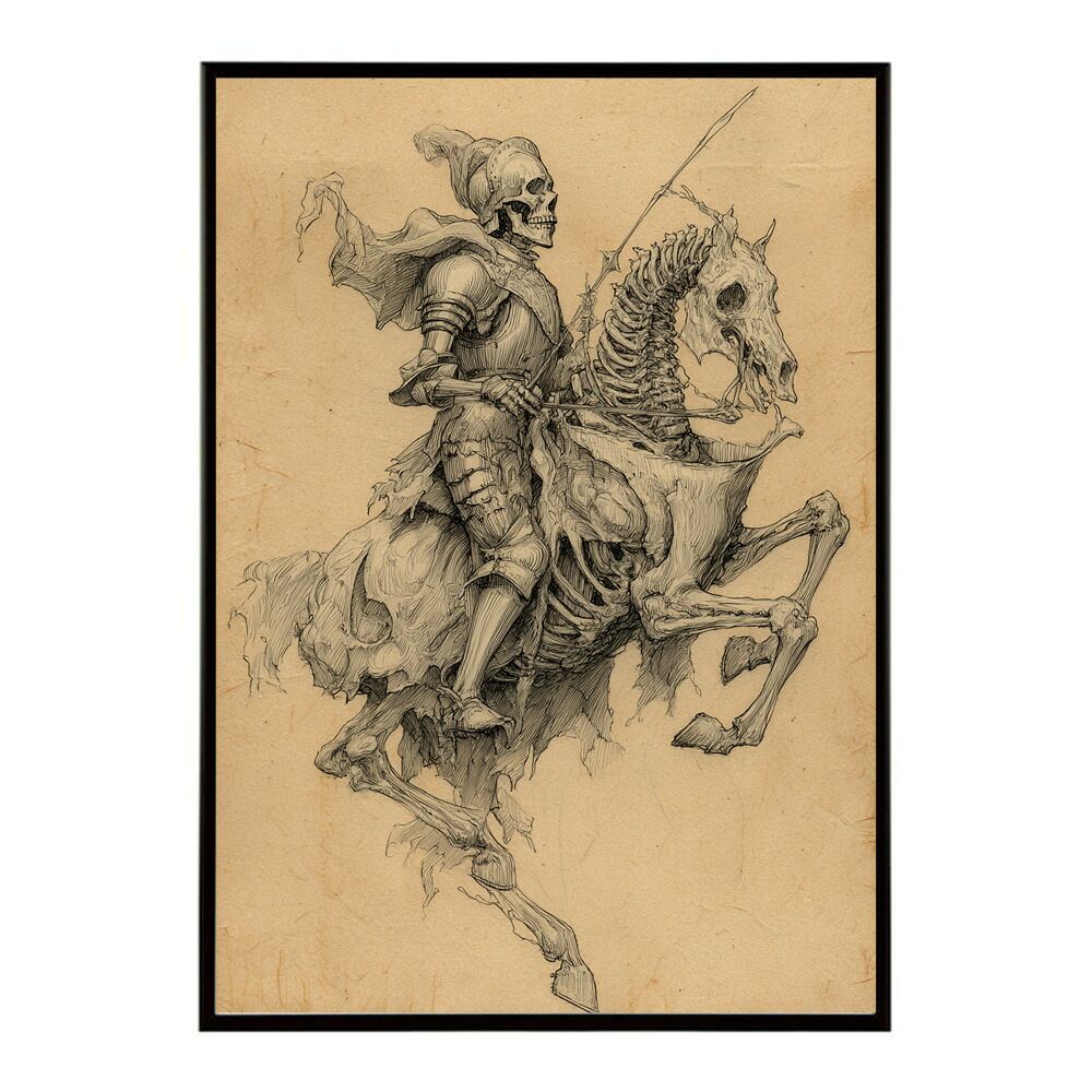 B4サイズ（約25x36cm）】【lm-poster-5978】【フレーム付き】騎士