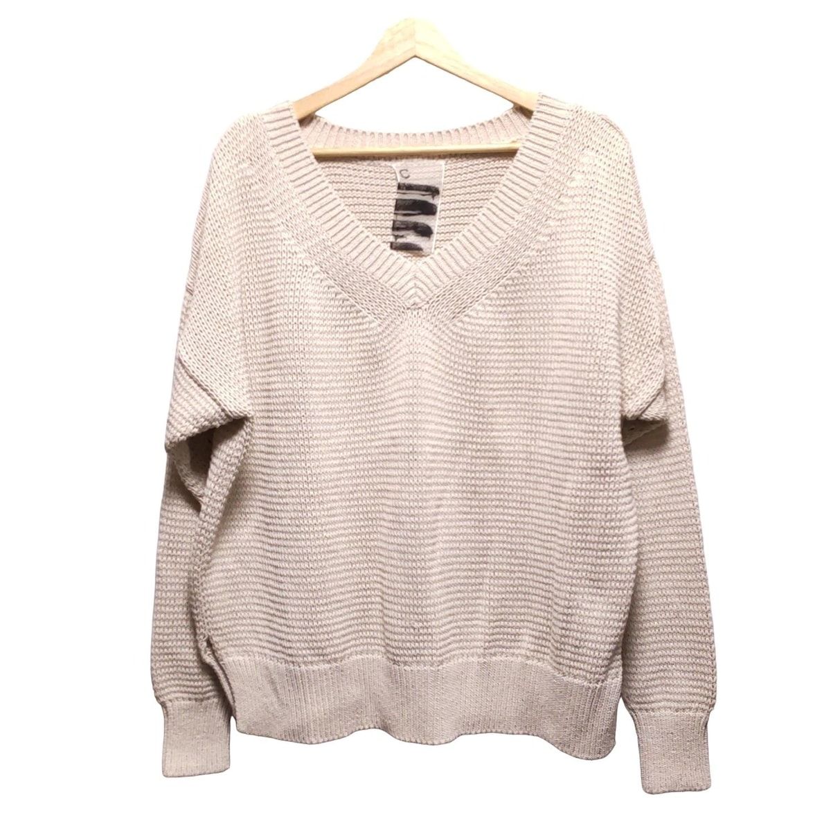 カオスのベージュグニットセーター 長袖 クルーネック Chaos(カオス) 長袖セーター サイズF レディース - ベージュ Vネック