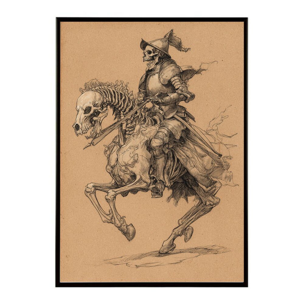 B4サイズ（約25x36cm）】【lm-poster-5992】【フレーム付き】騎士