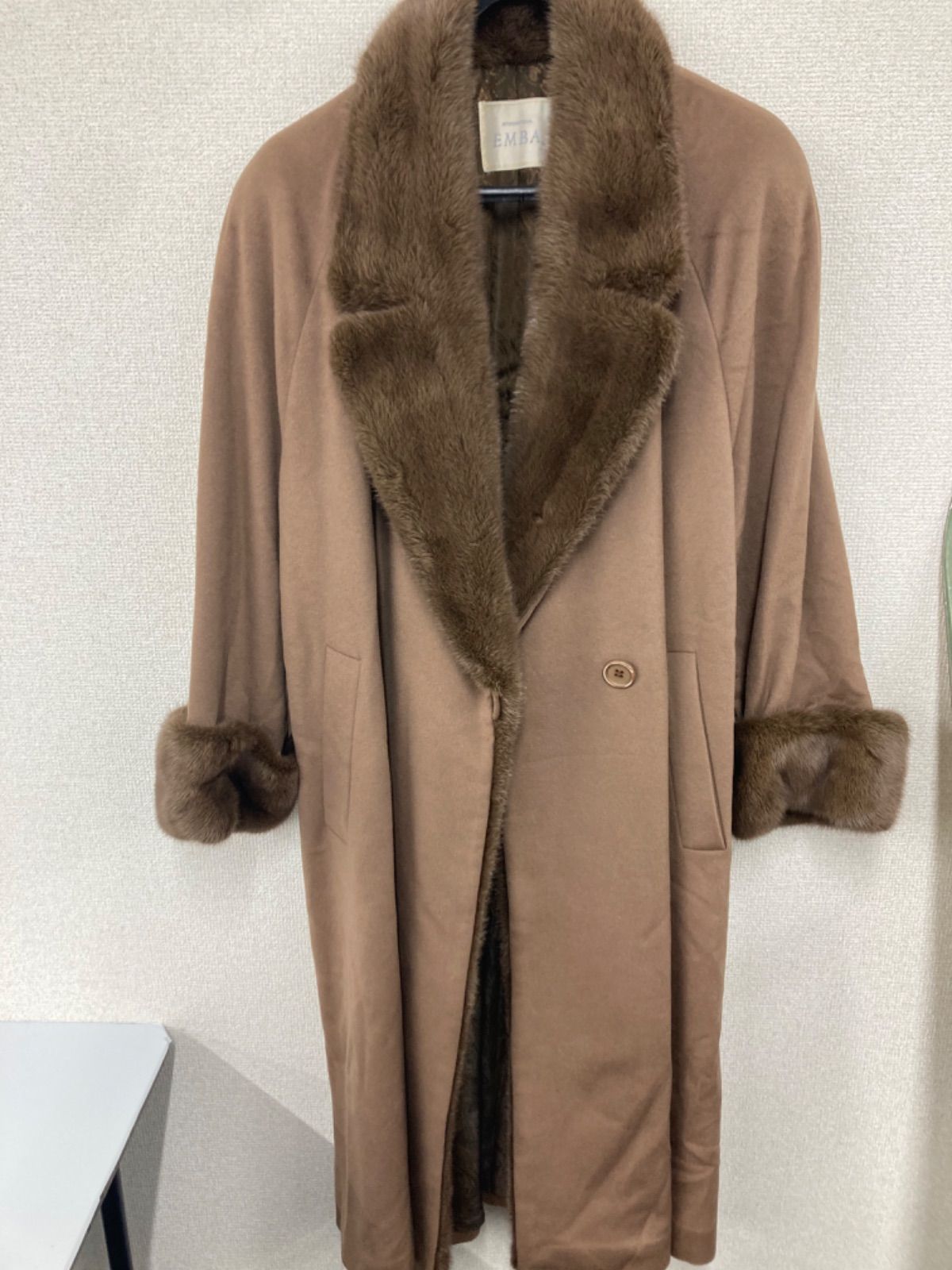 【ファーコート　エンバ　EMBA　ミンク　ロング　大きめ　タグ付き　古着】 EMBA エンバ ミンク ファーコート ミドル丈 毛皮コート ブラウン系