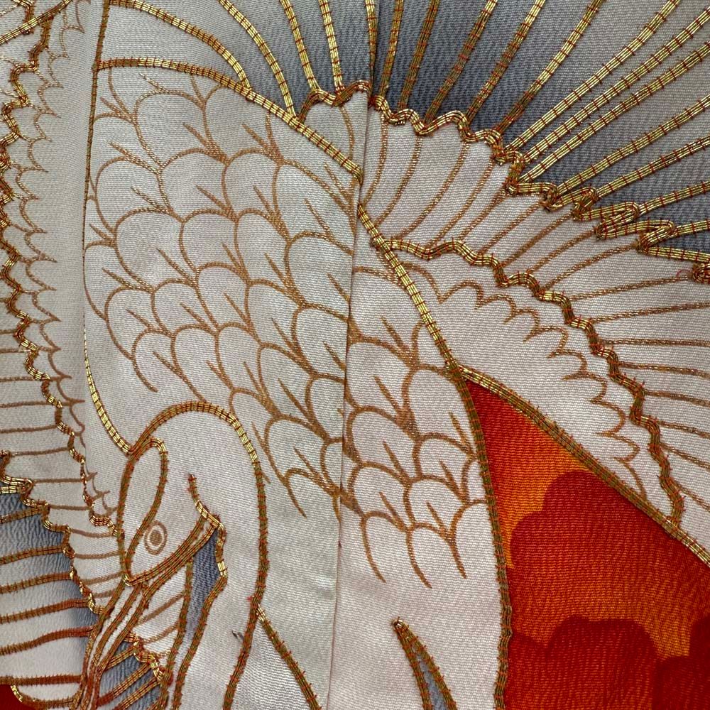 色打掛 正絹 鶴 刺繍 白 青 打掛 花嫁衣裳 婚礼 リサイクル 中古 
