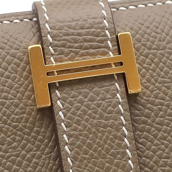 エルメス HERMES 二つ折り財布 ベアンミニ ヴォーエプソン エトゥープ