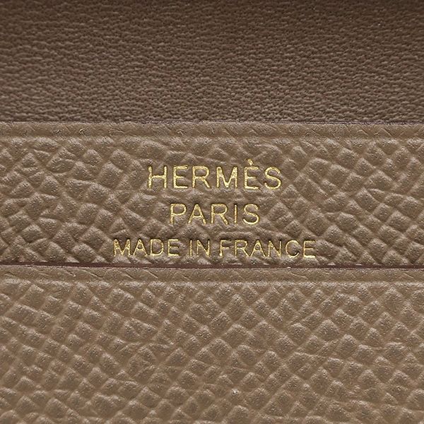 エルメス HERMES 二つ折り財布 ベアンミニ ヴォーエプソン エトゥープ 
