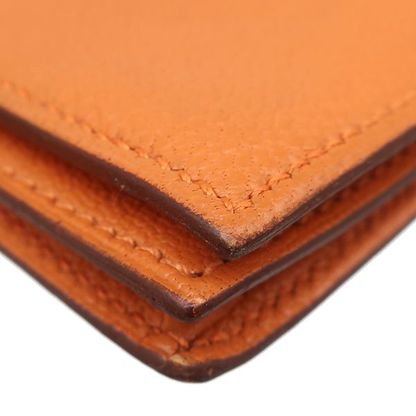 エルメス HERMES 長財布 ベアンスフレ シェーブル オレンジ シルバー