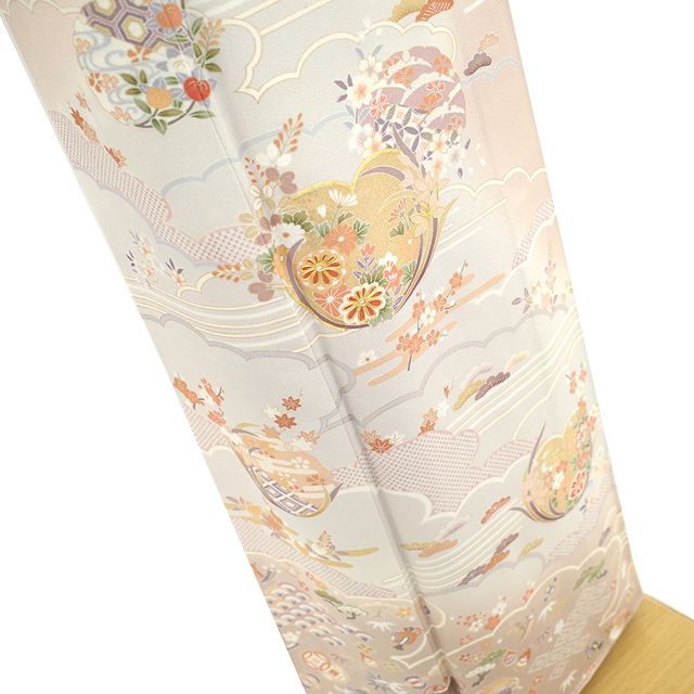 新古品】 訪問着 着物 フォーマル 未使用 正絹 袷 金駒刺繍 金彩加工